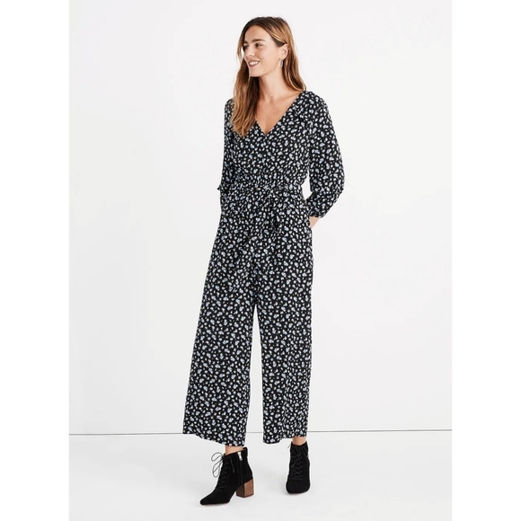 Madewell | Ruffle-Sleeve Tie-Waist Jumpsuit in Baby's Breath Size XS Style AF156 - Picture 1 of 14